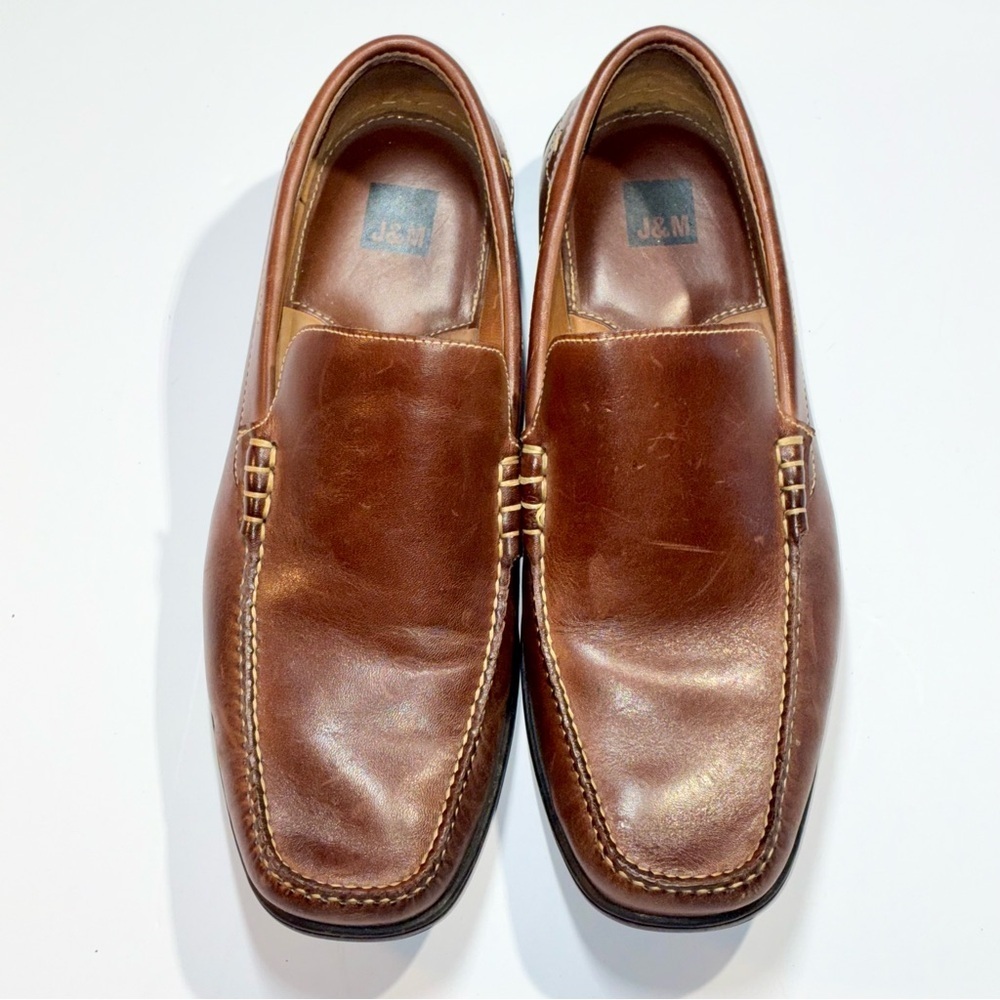 Johnston & Murphy Cort Moc Toe Venetian Loafers Mens Sz 11 M Brown Leather Shoes